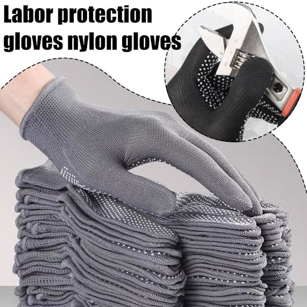 Nylon PU-belagda Grepparbetshandskar Säkerhetshandskar Byggare Trädgård Tunna A Black 1 Pair