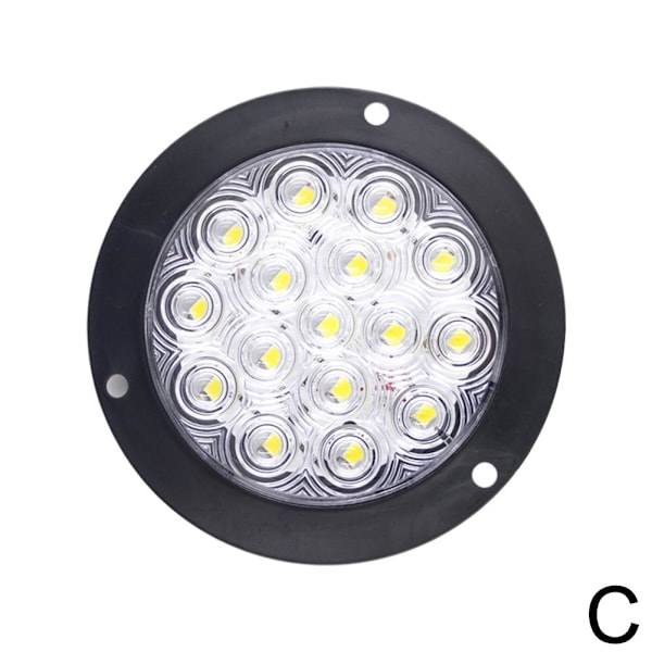 4 tum 16 LED Bakljus Bromsljus Rund Bakre Lampa Blinkers Stopp Varningsljus Backljus För U2Y7 White One size 2pcs