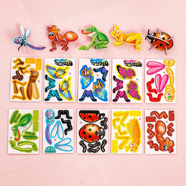 10/25x Utbildande 3D-tecknad pussel - 2024 Nya 3D-pussel för K Animal world 25pcs
