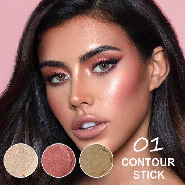 Moden cremeblush-stift, mat finish makeup til kinder, øjne, læber | Langtidsholdbar ikke-fedtende ansigtskonturstift til ældre kvinder, #1