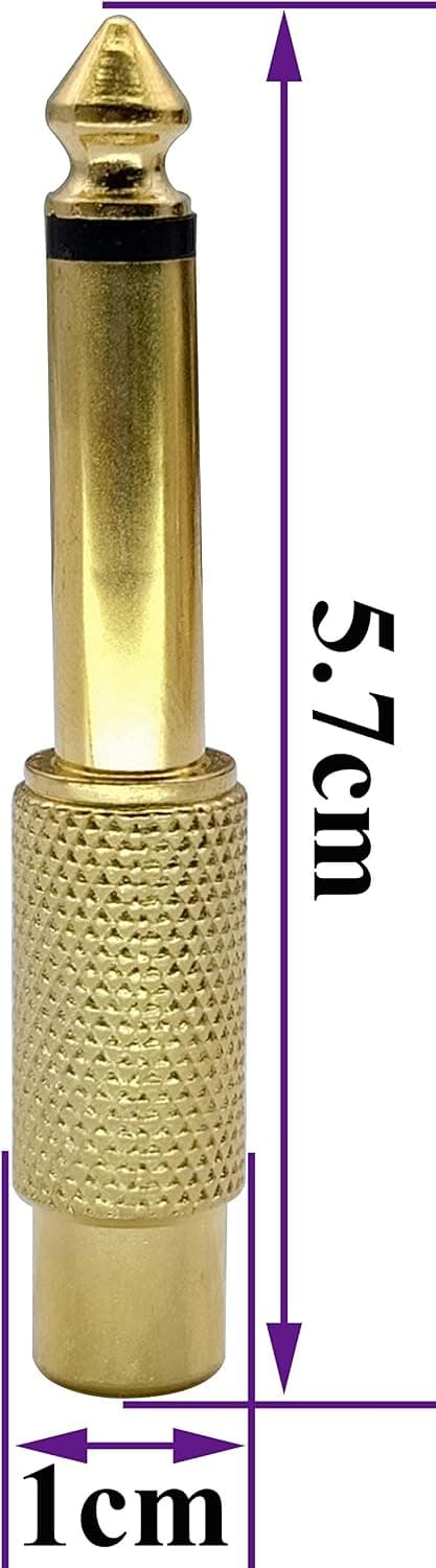 Forgyldt RCA til 6,35 mm Mono Hanstik Adapter (5-pak)
