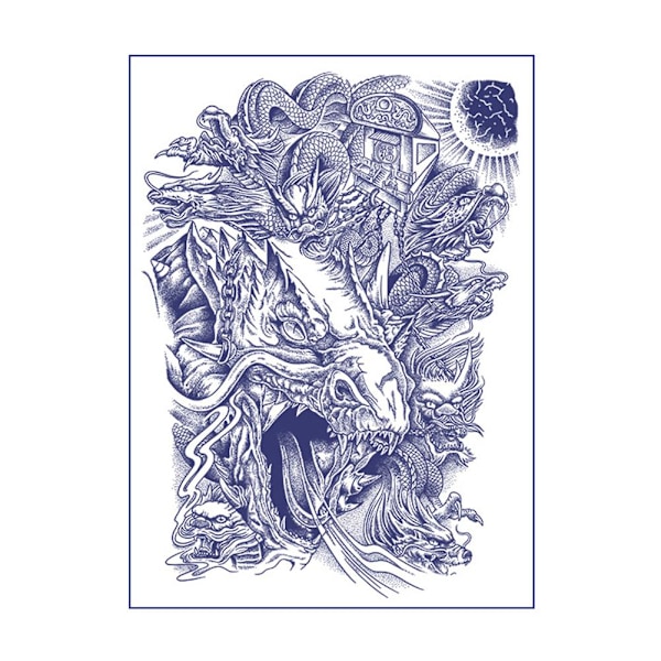 Juice Ink Hållbar Tatuering Vattentät Semi-permanent Män Arm Skorpion Klistermärke Drake Tatueringar C7u9 16 1pcs