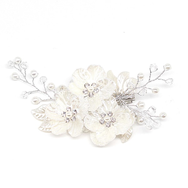 Kristall- och pärlblomma hårklämma för brud, från accessoire K8C L4K4