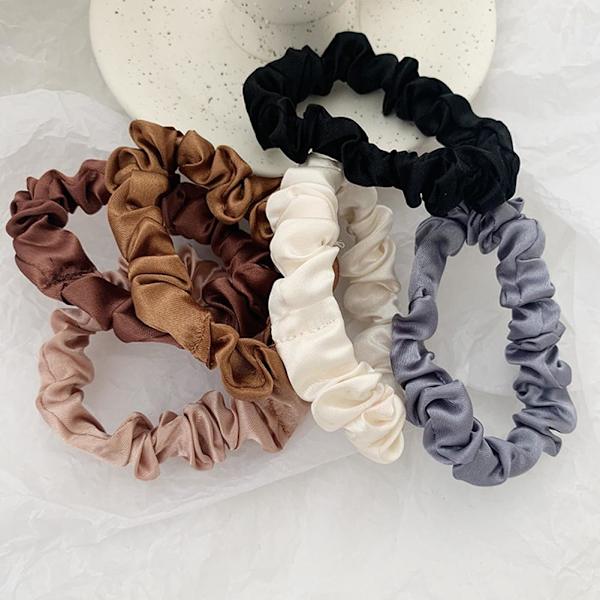 6 st/set Elastiska Hårband Siden Satin Scrunchie Hårband Hållare Hästsvans M1