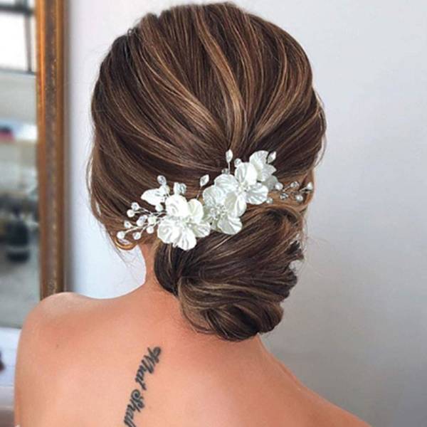 Kristall- och pärlblomma hårklämma för brud, från accessoire K8C L4K4