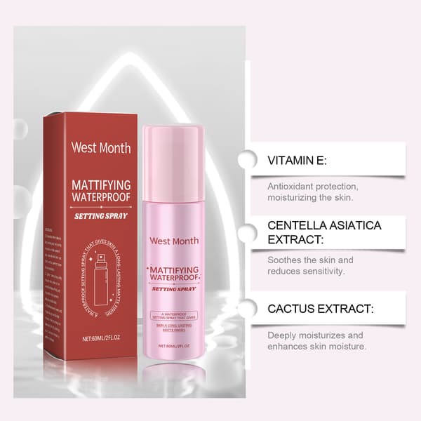 Langvarig Mat Finish Setting Spray til Fedtet Hud - 60ml