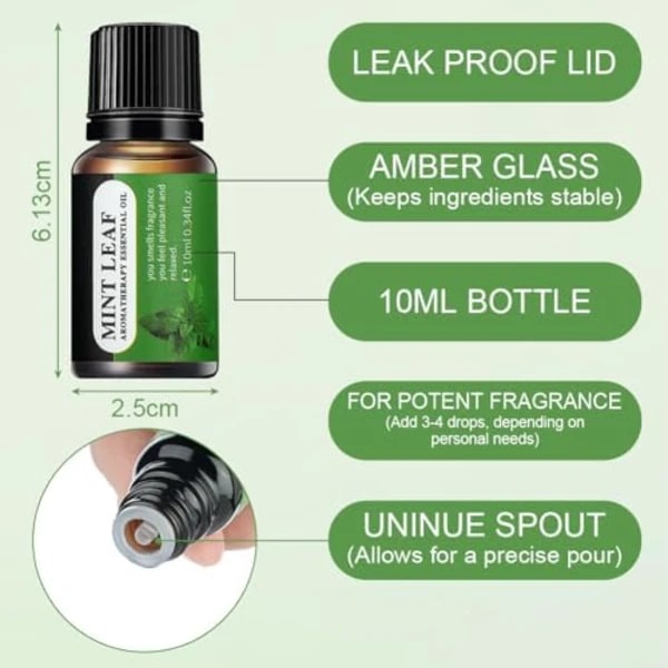 Sæt med æteriske olier, 8 x 10 ML duftolier gave, vandopløselige duftolier til diffuser, luftfugter