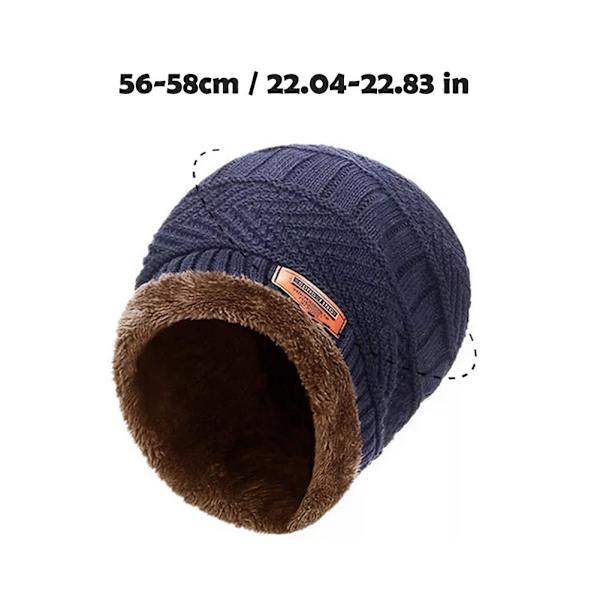 Mössor och halsduksset för män och kvinnor, vinter, varm stickad mössa, tjockt fleecefoder Ca Q4H9 Red One size