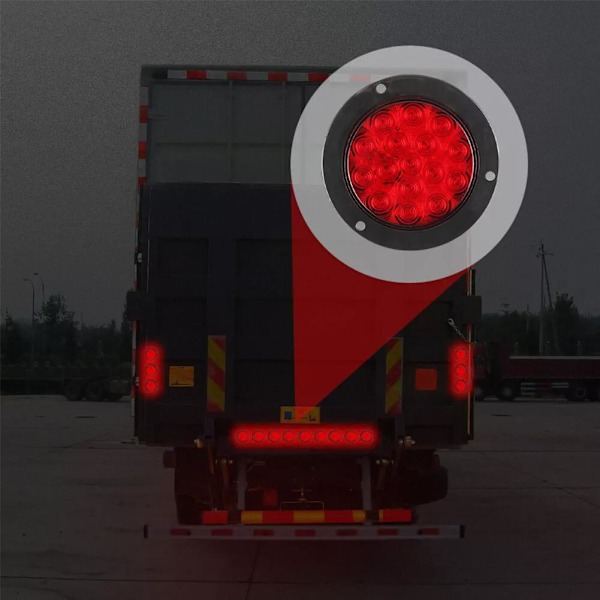 4 tum 16 LED Bakljus Bromsljus Rund Bakre Lampa Blinkers Stopp Varningsljus Backljus För U2Y7 Red One size