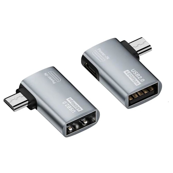 OTG-kabeladapter 4K 90 graders vinkel Strömförsörjd Micro USB till USB OT left one-size