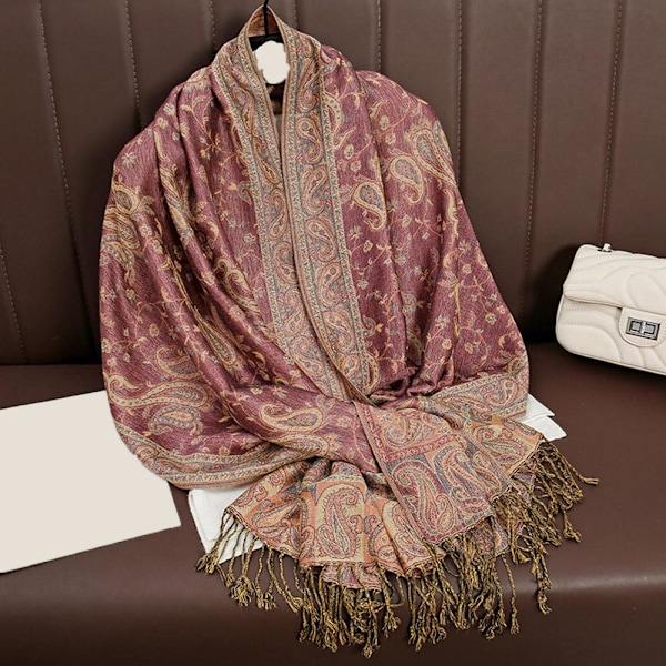 Pashmina Hijab Sjalar Paisley Bandana Halsduk med Tofs Mjuk Hij GrayA One size