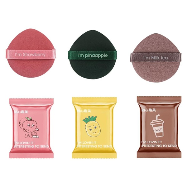 Luftkudde Puff Nonlatex Sminksvamp Slumpmässig Färg Fluffig Mjuk Rund Puff För Våt Och Torr Applicering 1 St Droplet style one size