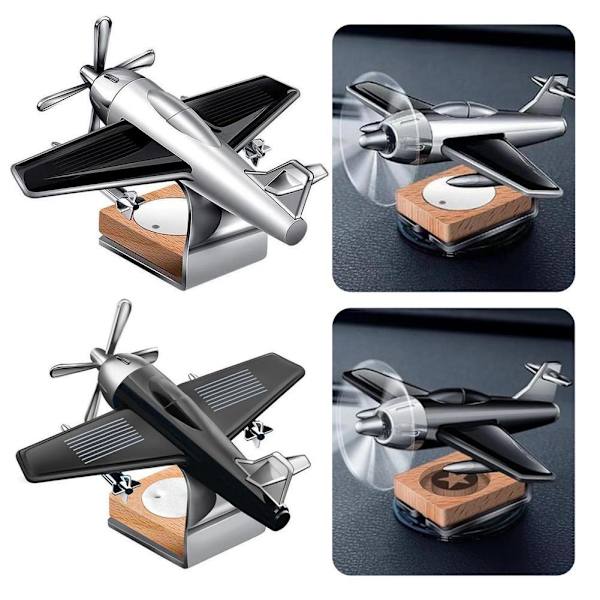 Bilinstrumentbräda Flygplansdekoration Solcellsdriven Luftfräschare Diffuser Aromaterapi Black 1pcs