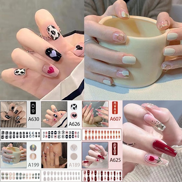 Falska naglar Set Design DIY Fransk Finger Nail Art falska naglar style 4 1set