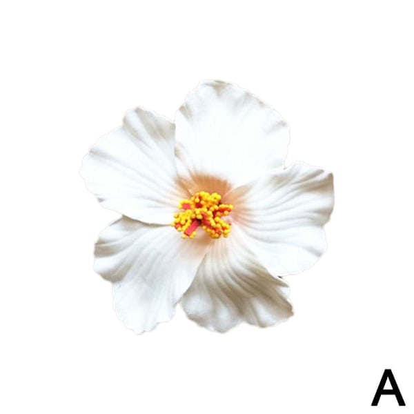 Hawaiiansk Hårklämma med Blomma, Realistisk Hibiskus Hårklämma, Böhmiska Blommor Håraccessoar för Dansare Bröllop Strandfest Hårklämma white one-size