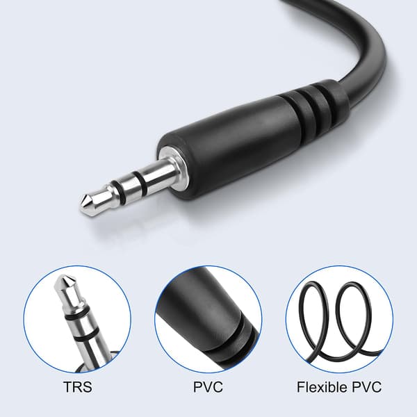 Panelmontert 3,5 mm TRS-adapter stereohodetelefonkabel, egnet for smarttelefoner og bærbare datamaskiner (20 cm).