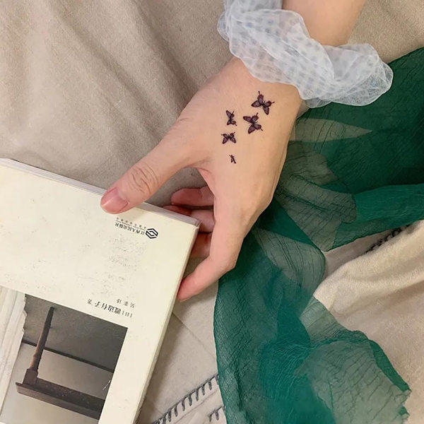 Blå Fjäril Mönster Vattentäta Tatuering Dekaler T2C3