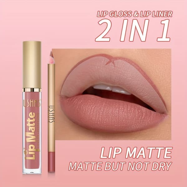 Lipgloss + lipliner + leppefarge + leppestift + langvarig leppepomade CS424A+B
