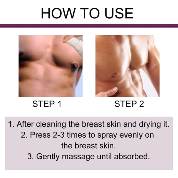 Bröstvårdsspray för män, massage för bröstmuskelformning, kroppsvårdsspray