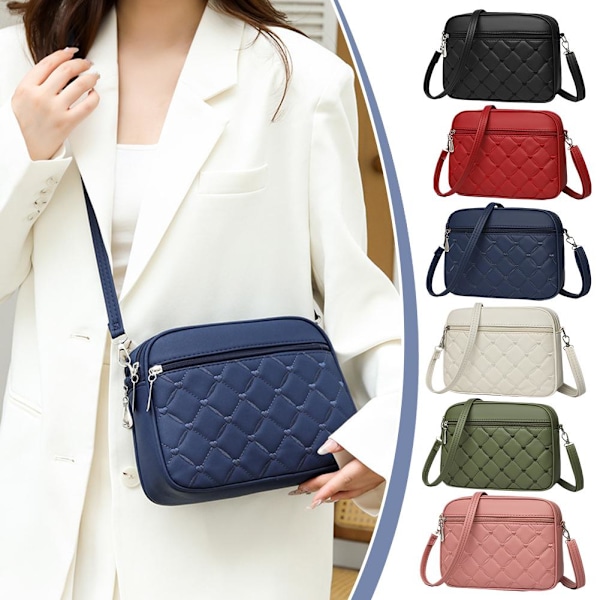 Ny Dam Crossbody Väska Praktisk Broderi Diamanter Rutnät Sho Red One size