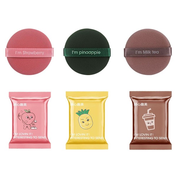 Luftkudde Puff Nonlatex Sminksvamp Slumpmässig Färg Fluffig Mjuk Rund Puff För Våt Och Torr Applicering 1 St Round style one size