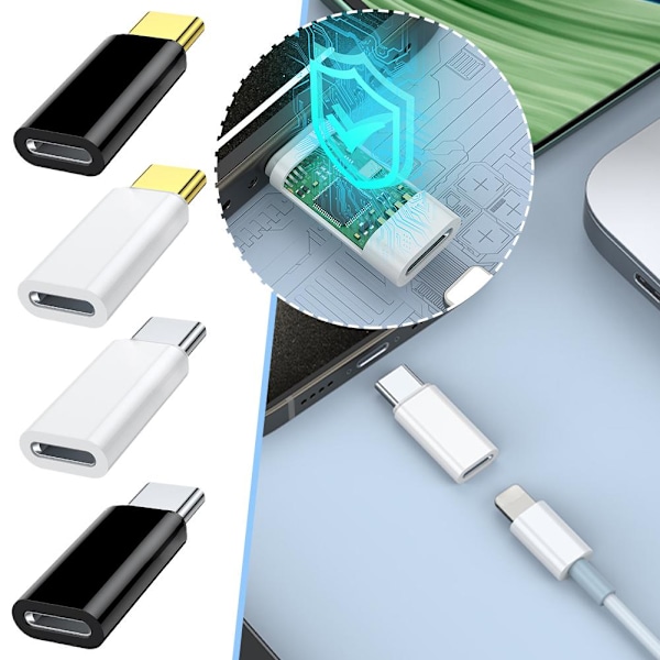 USB Typ C Hane till 8-stifts Hona Adapterkonverterare för iphone15Pr white 60w