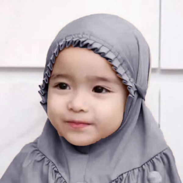 Heltäckande Hijab Amira Turban Scarf Barn Flickor Scarves Huvudskydd Gray 1pcs
