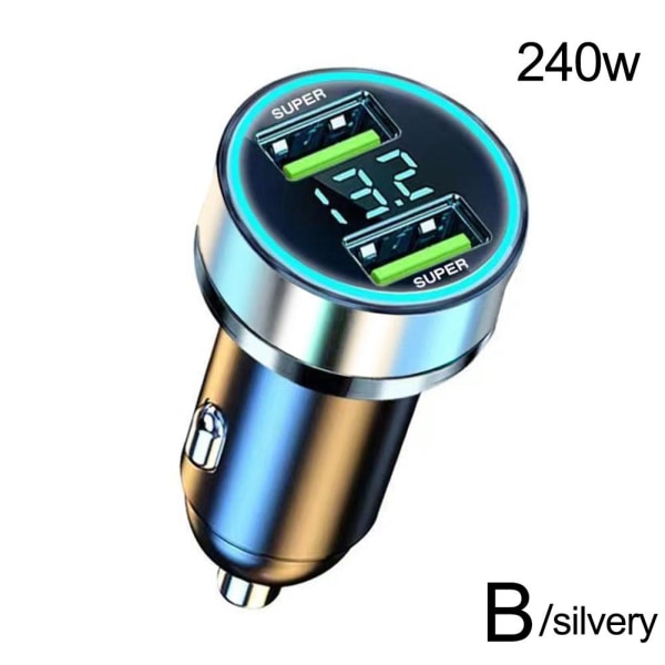 Snabb billaddare 2 USB-portar Universal Socket Adapter }ε пι я~ Silver 240w one size