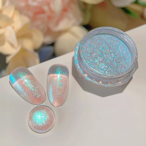 Månkattöga Diamant Nagelpulver Kameleont Magnetiskt Damm Manikyr blue 1.5g