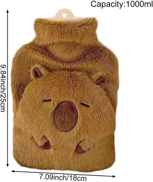 Varmeflaske – plysj gummimateriale, 1000 ml, 25 x 18 cm