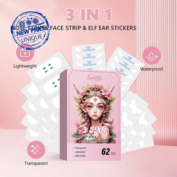 Soug Lifting Face Patch+ Sommerfugle Øre Patch+ Næse Patch Makeup Værktøj Ansigt Hele Cosplay W4z8