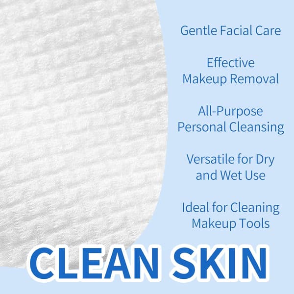 Clean Skin Ansigtsklude XL, Engangs Ansigtsklude (50 stk.) Plantebaserede Renseklude til hudpleje, Fjernelse af Makeup, Parfumefri Ansigtsklude
