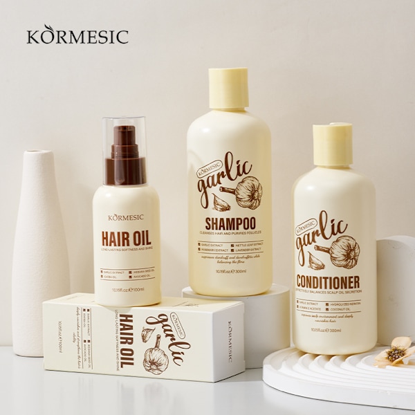 Valkosipulishampoo- ja hoitoainesarja