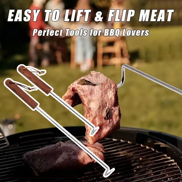 GINTBN BBQ Matflipper, Pigtail Matflipper med Trähandtag one-colourC S+L