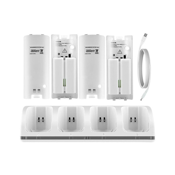 4-i-1 Laddningsstation för Wii & Wii U Fjärrkontroll, Laddare white 1pcs