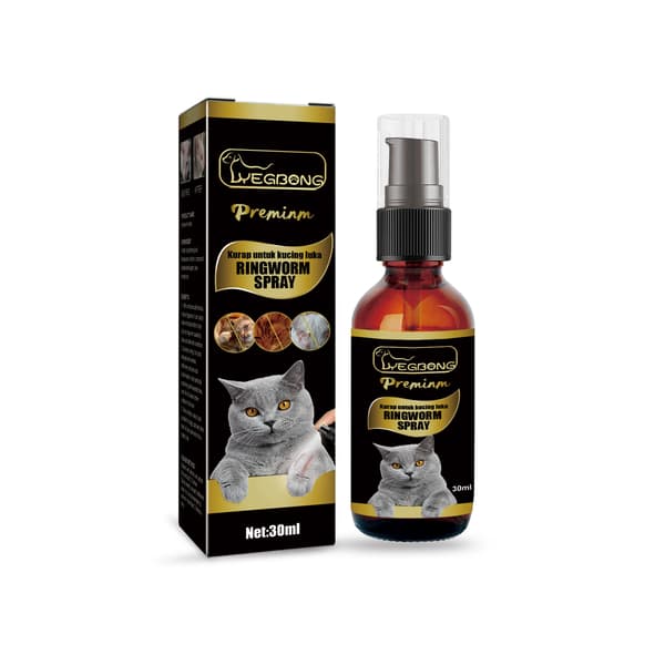 Ringormsspray til kæledyrskatte, fjerner mider og behandler ringorm, ekstern kløestillende spray til hudpleje.