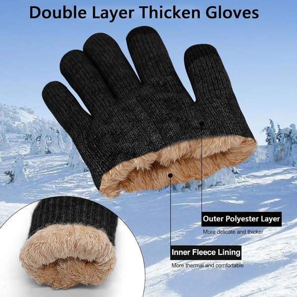 Långärmade vinterhandskar, unisex, förtjockade stickade handskar med fleecefoder, varma och elastiska, lämpliga för bilkörning, löpning, cykling.