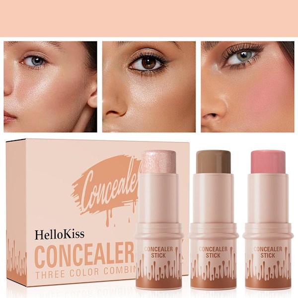 3 st Contour & Highlighter & Blush Stick, Contour Beauty Kit B set  6g*3
