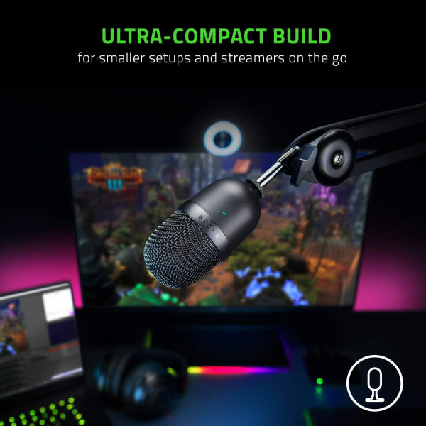 Mini USB kondensatormikrofon: för streaming och spel på PC Professionell inspelningskvalitet Exakt Supercardioid Pickup-mönster Lutningsställ-svart