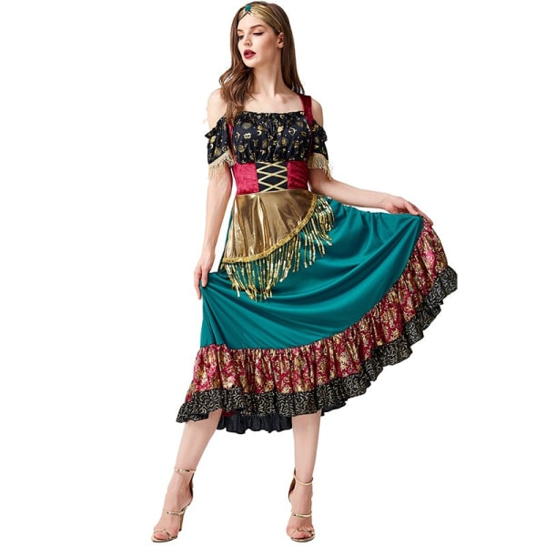 Elegant flamencodansdräkt med Starlight Gypsy Style, perfekt för scen och performance M