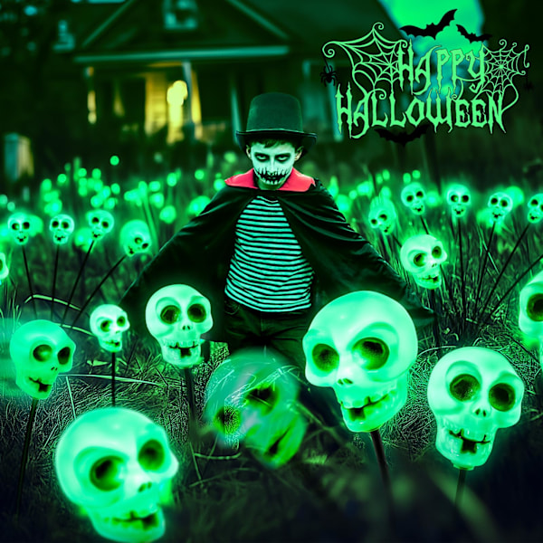 2 kpl Halloween-ulkovalot Pelottavat Aurinkovoimalla Toimivat Kallovalot Vedenkestävät Pihalle Pihapiirin Kävelytielle Puutarhan Koristeluun