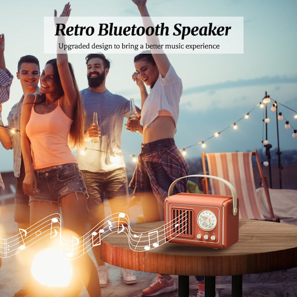 Retro Bluetooth-kaiutin, Kannettava Mini Langaton Bluetooth-kaiutin, Toimistoon, Keittiöön, Työpöydälle, Makuuhuoneeseen, Ulkotiloihin, Tukee USB/TF-korttia/AUX-liitäntää Red