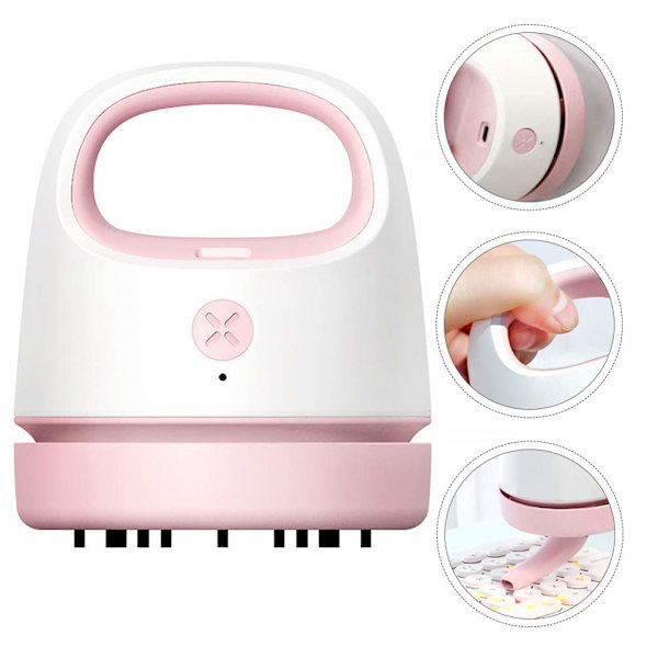 Håndholdt Støvsuger Bærbar Støvsuger Desktop Støvsuger Bærbar Tastatur Fejemaskine Bærbar Bordrenser USB Opladningsrens til hjemmekontoret pink