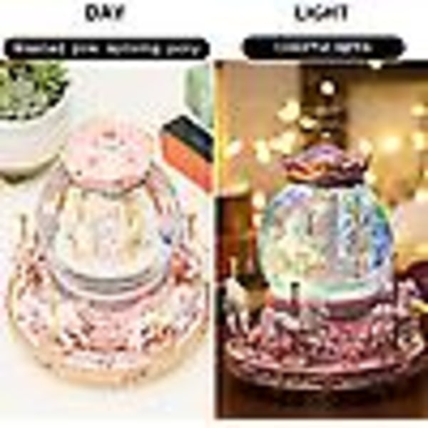Gaveinnpakket musikkboks Karusellhester Fargeskiftende lys Unicorn Snow Globe for kvinner venner