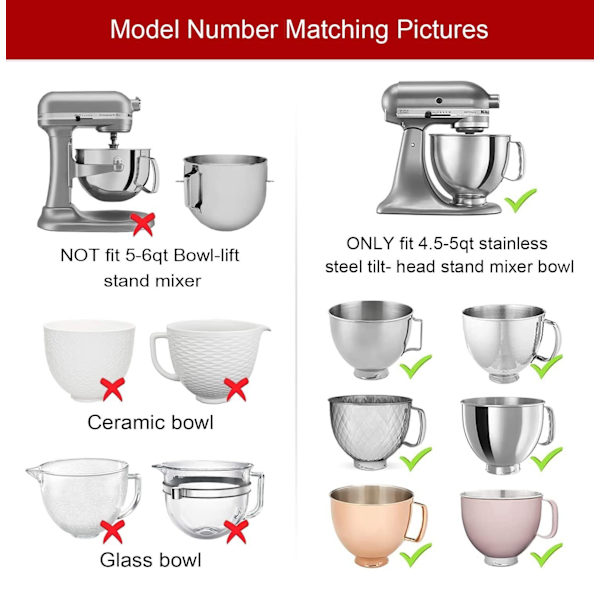 2-pack skålmixerlock för KitchenAid 4,5-5 quarts lutande stativblandare skålmixerlock