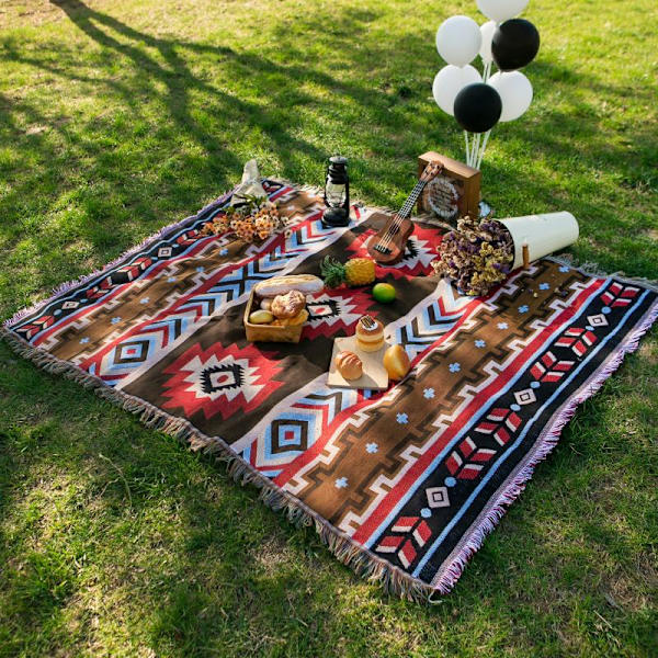 Navajo filt Aztec filtfilt för soffa säng Lämplig för utomhuscamping strand picknick resor 82x35 tum