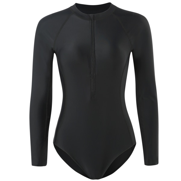 Neoprene Wetsuit, One Piece Diving Suit Women's Long Sleeved Swimwear with Front Zip Triangle Swimsuit UV UPF 50+ Ladies Bodysuits XL