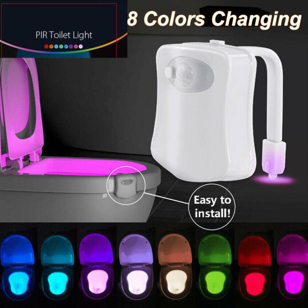 3 STK LED RGB Toiletskål Natlys Bevægelsessensor Fleksibel Badeværelsessæde Pottelampe 16 colors