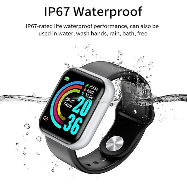 Smart Watch For Kids Herr Dam, Ip68 vattentätt armband Smart Watch Girls Pojkar med stegräknare (svart)
