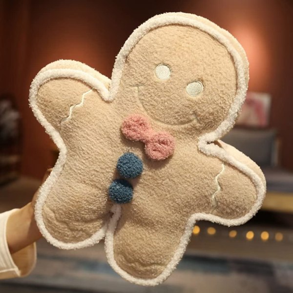 Gingerbread Man Pehmo Tyyny Figuuri Tyyny Sarjakuva Piparkakku Style Kodinsisustus Heittotyyny, beige, 16,5 tuumaa
